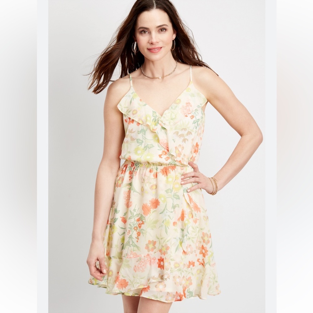 NWT Maurices Ruffled Wrap Floral Dress Multicolor size medium